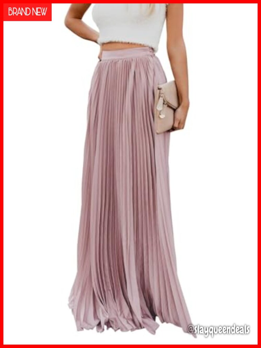 Pleated Chiffon Maxi Skirt High Waist Flowy A-Line with Pockets